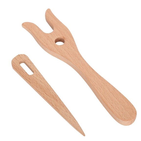 Yajisi Fork Type Wooden Knitting Tools DIY Weaving Maker Set for Bracelet Necklace Braided Arts Crafts Hand-Sewing Accessories with Small Eye Needle 6.1 inches / 15.5 cm