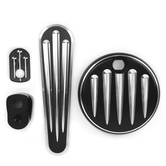 Yajisi Fuel Tank Door Dash Insert Ignition Cap Kit Stripe Style Silver Black for Harley Touring FLHX 2014-2017