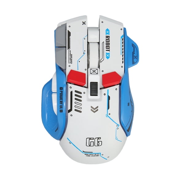 Yajisi Gaming Mouse 2.4G Wired Bluetooth 3 Mode 5 Adjustable DPI Optical Game Mouse with 11 RGB Light for Windows Android IOS White (6.69 inches / 17.00 cm)