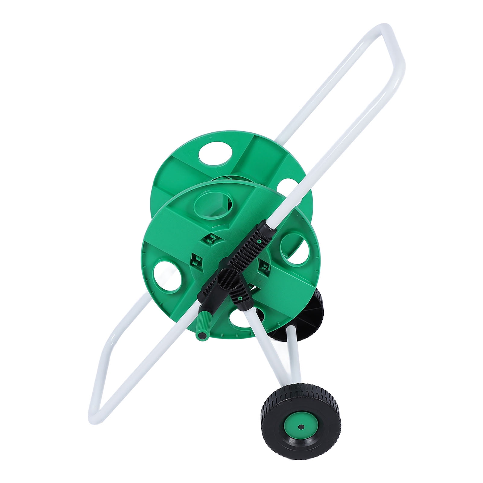 Yajisi Garden Water Hose Reel Cart Green PP Labor Saving Hand Push Storage Holder Stand with Wheels for Patio Outdoor Yard Lawn Irrigation, Durable and Portable Design (15.7 inches / 40 cm)
