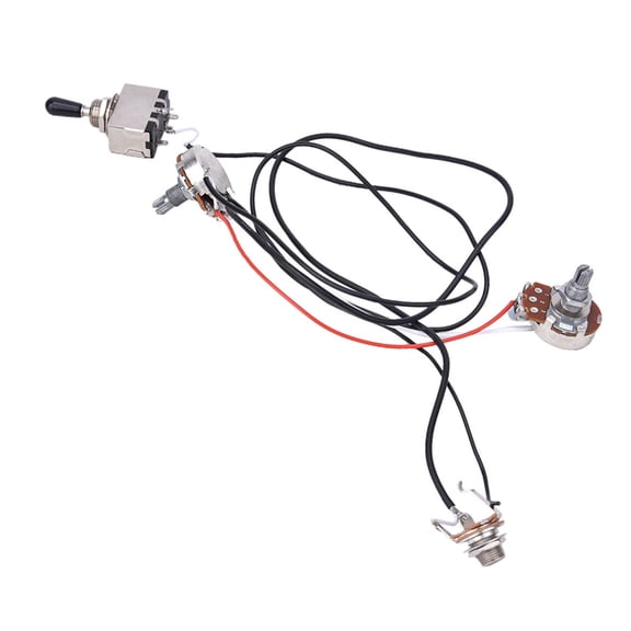 Yajisi Guitar Wiring Harness 3 Way Toggle Switch Kit for LP Electric Guitars, Prewired Replacement Parts with 2-500K Pots 1 Volume 1 Tone Control, Chrome Input Jack and 0.047 Capacitors