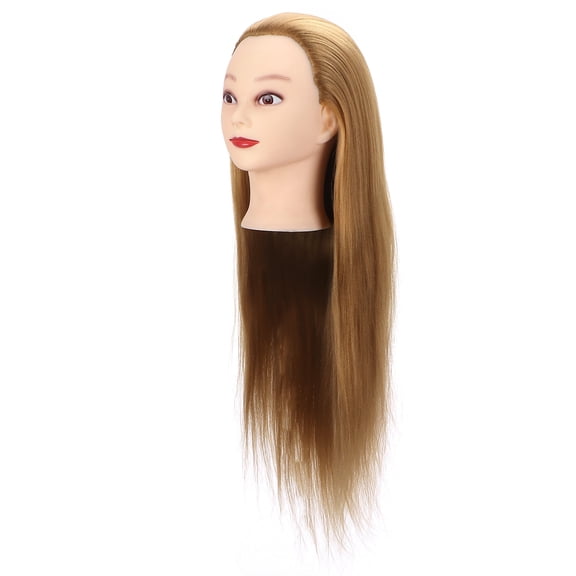 Yajisi Hairdresser Cosmetology Mannequin Head High Temperature Synthetic Hair Braiding Training Practicing Head for Salon Styling 11.02 inches / 28 cm Gold Brown