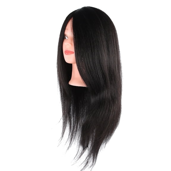 Yajisi Hairdressing Mannequin Head Human Hair Blend Practice Training Cosmetology Manikin Doll Head for Cutting Styling Braiding - Black (23.6-25.6 inches / 60-65 cm)