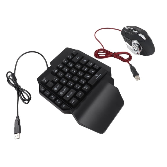 Yajisi Half Hand Gaming Keyboard Mouse Combo, USB Wired RGB LED Backlit, with Converter Adapter for PS3 PS4 PS5 Xbox ONE Switch, 9.84 inches / 25 cm, Black