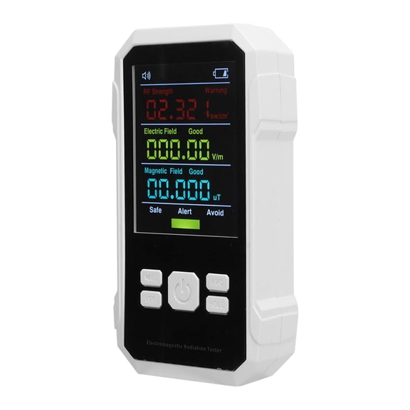 Yajisi Handheld Digital Radiation Detector RF EMF Meter Electric Magnetic Field Strength Tester Electromagnetic Dosimeter without Battery White 16 cm / 6.3 in