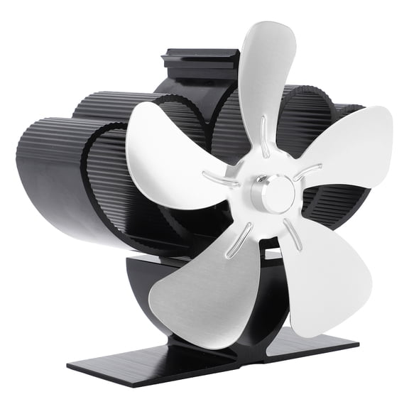 Yajisi Heat Powered Stove Fan 5 Blades Aluminum Alloy Low Noise Sustainable Wood Stove Fan for Log Fireplace Eco Friendly Heat Distribution Silver Color Perfect for Winter Hearth