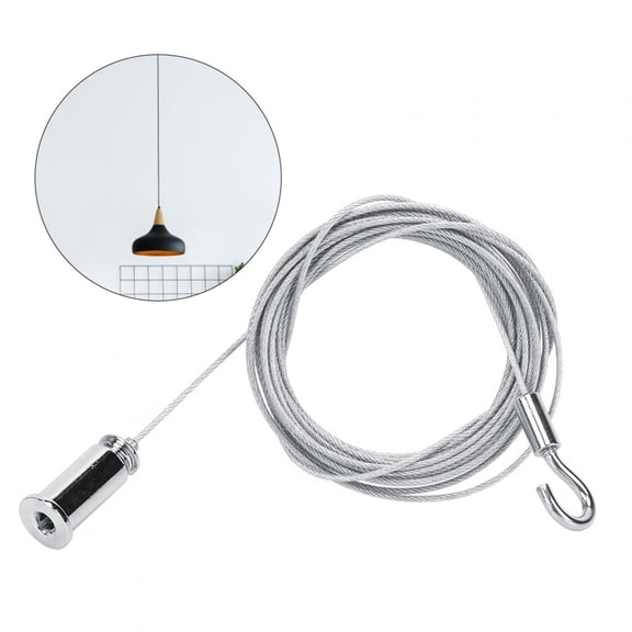 Yajisi Heavy Duty Chandelier Steel Wire Rope Ceiling Fixture Hanging Cable Kit, 11.5ft / 3.5m Pendant Lamp Light Fittings Accessories with Screw Hardware, Iron and Zinc Alloy Construction