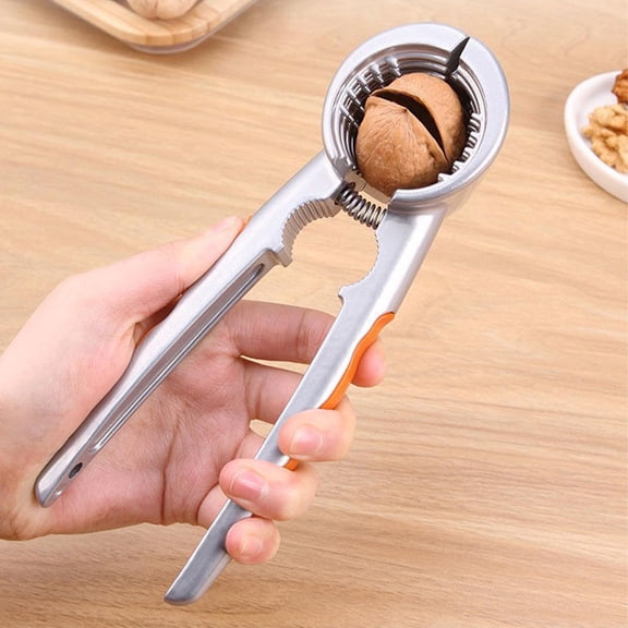 Yajisi Heavy-Duty Zinc Alloy Walnut Cracker, Funnel Design Nut Opener with Walnut Needle, 7.28x3.54x2.36in, Silver