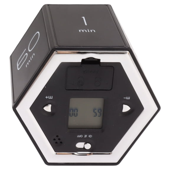 Yajisi Hex Flip Digital Timer, Magnetic Time Management Cube for Productivity & Focus, Black, 2.95 in / 7.5 cm