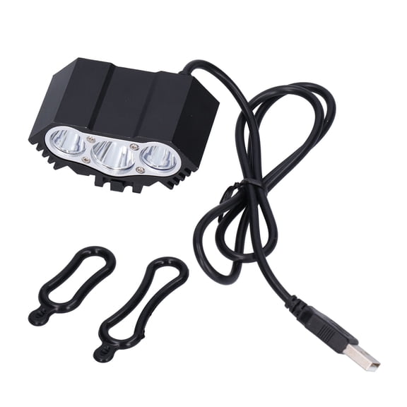 Yajisi High Brightness 3000 Lumens 3 LED Bicycle Front Headlight, USB Powered Mountain Bike Light, Waterproof IPX65 Night Riding Cycling Safety Lamp for Commuting