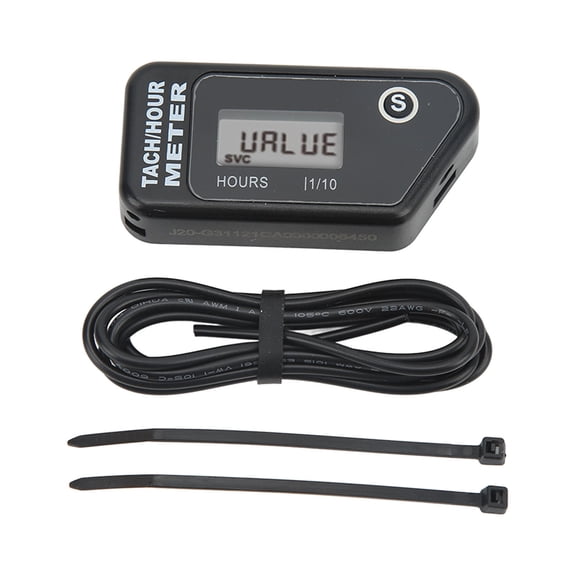 Yajisi Inductive Digital Tach Hour Meter IP68 Waterproof Motorcycle RPM Counter Black for Lawn Mower Dirt Bike, ATV, Marine Engines, LCD Display Engine Maintenance Timer HM016H