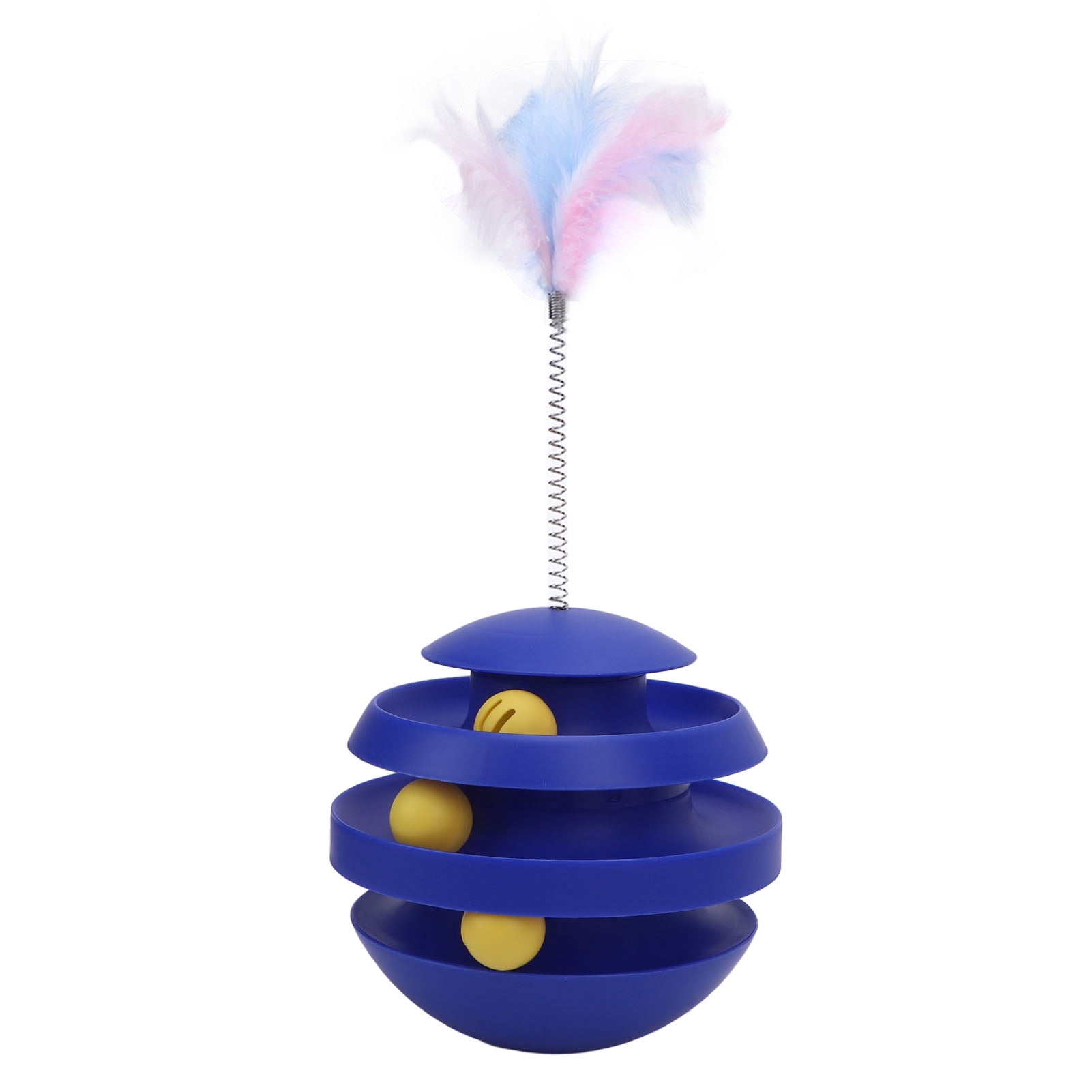 Yajisi Interactive Turntable Cat Tower Toy for Indoor Kittens, Roller Track with Balls & Teaser Wand, Puzzle Exercise Teaser, 8.66 inches / 22 cm, Klein Blue