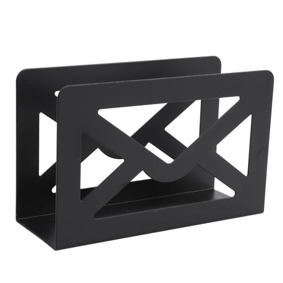 Yajisi Iron Mail Holder  Durable Metal Letter Organizer with Envelope Cutouts, 60Envelope Capacity, Modern Black Design for Home & Office
