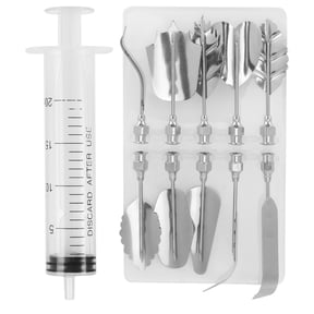 Yajisi Jelly Art Tools 3D Pudding Cake Decorating Syringe Nozzles Mold Kit, 11-Piece Stainless Steel Icing Piping Cream Tool Set for Pastry Baking, Includes 10 Tips and 1 Syringe (7.8 in / 20 cm)