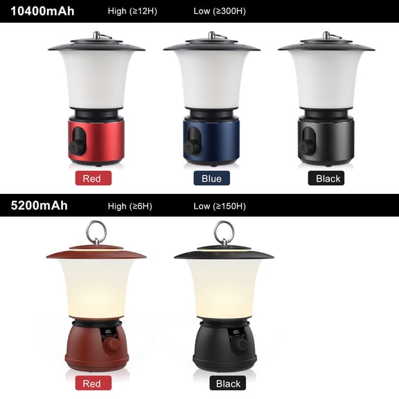 Yajisi LED Camping Lantern USB Rechargeable Retro Tent Light Vintage Style 10400mAh Portable Outdoor Flashlight with Hanging Metal Hook for Power Outage Emergency Hiking Garden Backyard Blue