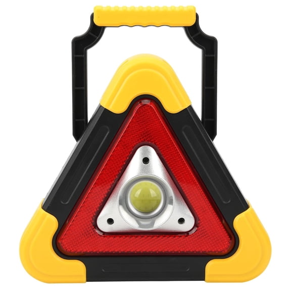 Yajisi LED Car Warning Triangle Lamp Emergency Multi-Function Work Light Safety Flashing Sign Roadside Hazard Reflector Built-in Battery Automotive Safety Gear, Red/Black, 1 Count