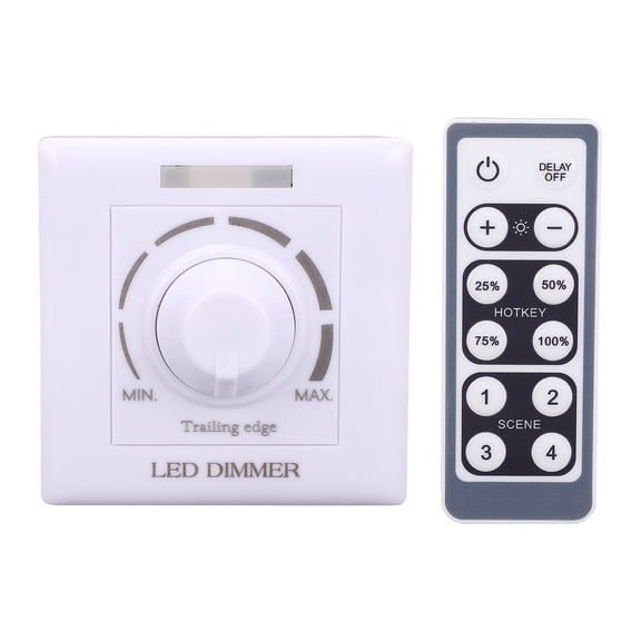 Yajisi LED Light Adjustable Dimmer Switch Brightness Control IR Remote Controller 200W 220V with Delay Off Function, White, 3.39 x 3.39 inches / 8.6 x 8.6 cm