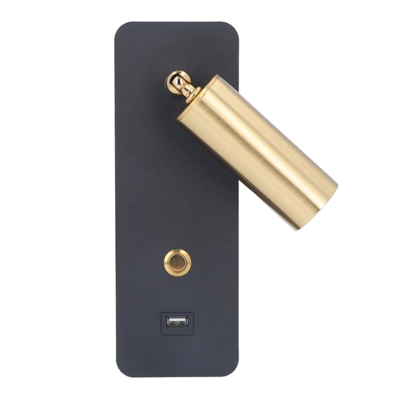 Yajisi LED Wall Light Key Switch Minimalist USB Charging Black Gold Neutral Lighting Wall Sconces for Bedside 11.4 inches / 29 cm
