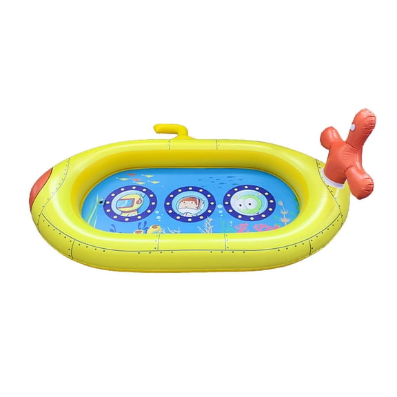 Yajisi Large Submarine Inflatable Splash Pad for Kids, 69 Inches / 175 cm Backyard Sprinkler Pool Water Toy, Durable PVC Wading Pool for Toddlers, Outdoor Summer Play Mat Built-in Fountain