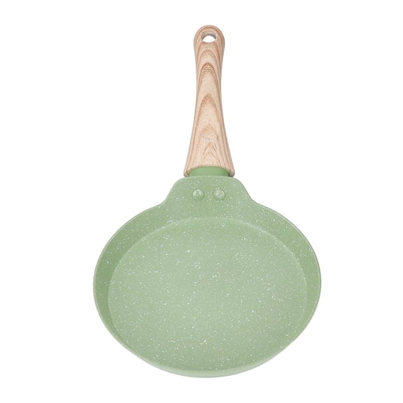 Yajisi Lightweight Aluminum Frying Pan with Wooden Handle, Non‑Stick, Even Heating, 7.9”×13.4”, Green