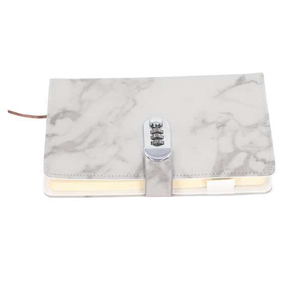 Yajisi Locked Notebook Ribbon Bookmark Waterproof Cover Lined Notebook with Password Lock for Office School Gray (8.66 x 6.3 inches / 22 x 16 cm)