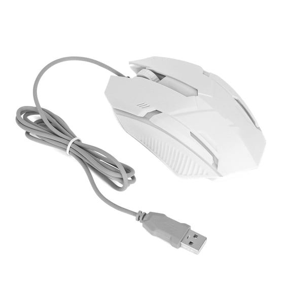 Yajisi M3 Ergonomic Wired Gaming Mouse with RGB Backlight Mode High Precision Clicky Corded Computer Mice for MacBook Laptop Desktop PC, White