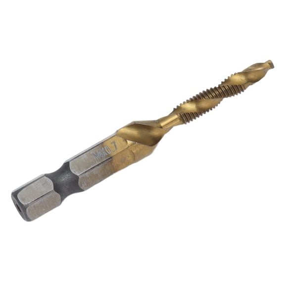 Yajisi M4 Metric Tap Drill Bit Hex Shank Titanium Coated High Speed Steel Combination Tapping Tool for Wood and Plastic, High Precision Home Improvement Accessory