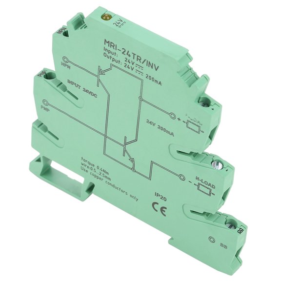 Yajisi MRI-24TR/INV NPN to PNP Signal Converter PLC Sensor Polar IO Level Conversion Module Non-Contact Switch Plug-in Bridging Type DIN Rail Installation 3.2x0.2x3.1 inches