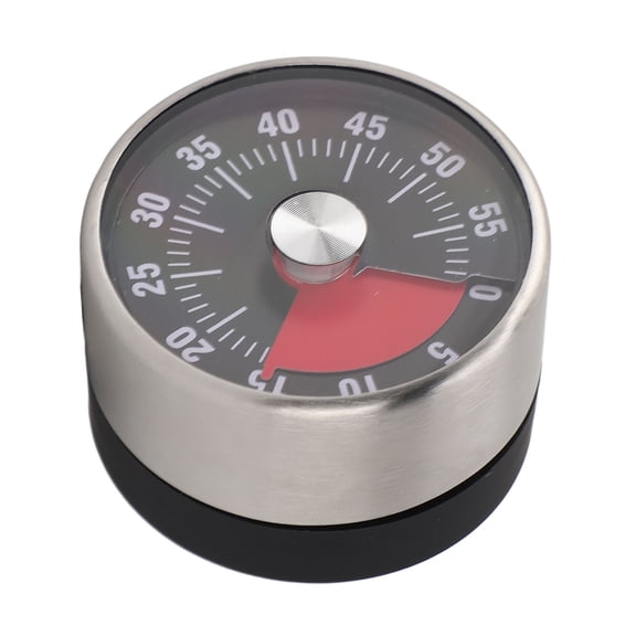 Yajisi Magnetic Mechanical Countdown Timer 60 Minute Stainless Steel Visual Kitchen Timer, Black
