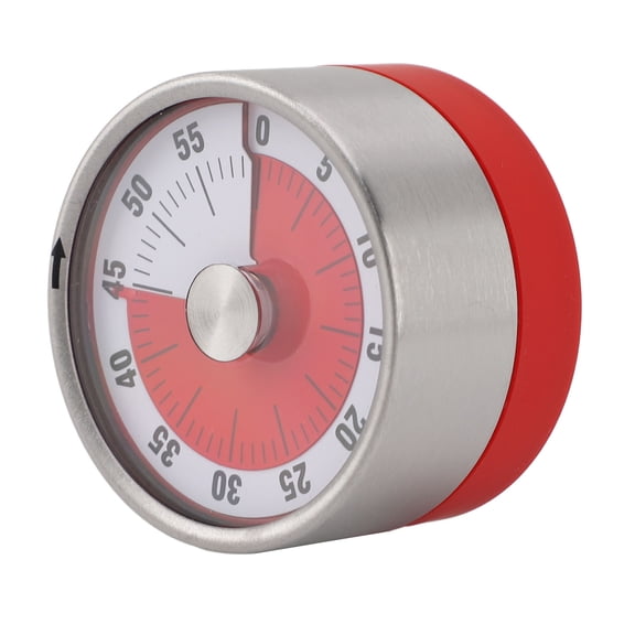 Yajisi Magnetic Mechanical Countdown Timer 60 Minute Stainless Steel Visual Kitchen Timer, Red