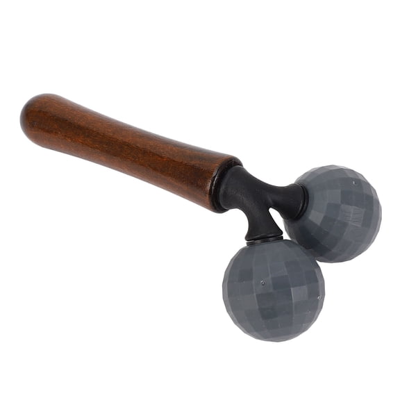 Yajisi Manual Massage Roller 2 Wheel V Shaped Massage Tool with Handle for Home Office Travel, Wood