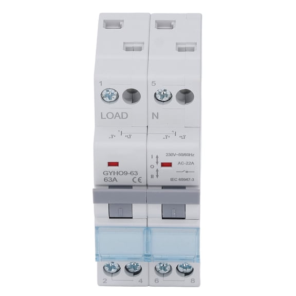 Yajisi Manual Transfer Switch 2P 63A DIN35mm Rail Mount Double Power Generator Transfer Switch 230V 3.5 inches / 9 cm