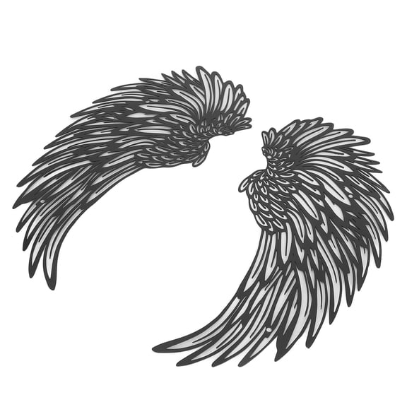 Yajisi Metal Angel Wings Wall Decor with Lights, 11.81 in / 30 cm Double Sided Warm Light Frosted Iron Wall Sculptures for Office and Home, Black