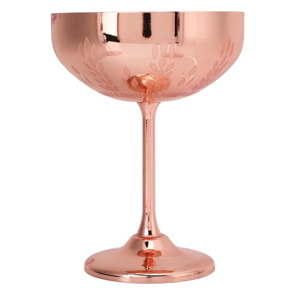 Yajisi Metal Champagne Glass 304 Stainless Steel Goblet Engraved Bar Red Wine Cup Wheat Ear Copper - 5.9 inches / 15 cm