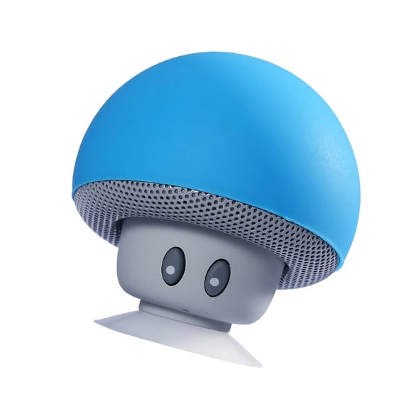 Yajisi Mini BT Mushroom Speaker Wireless Portable Audio with Mic Suction Cup for Smartphones and Tablets, Blue