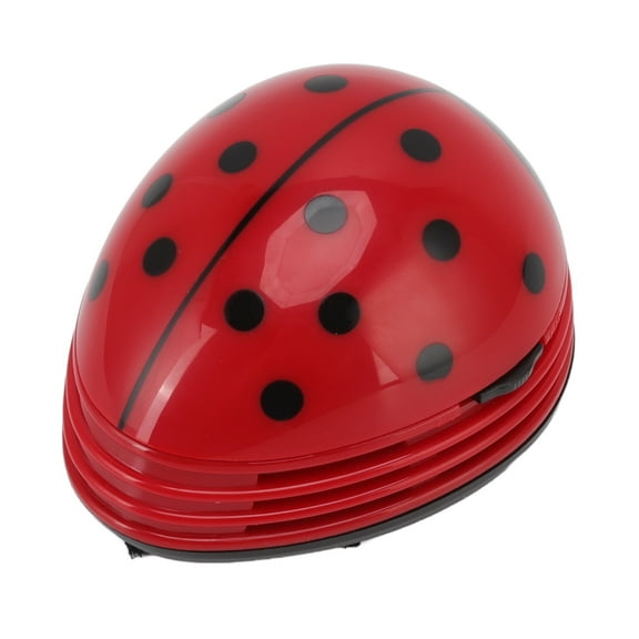 Yajisi Mini Desktop Vacuum Cleaner Handheld Portable Cartoon Paper Scraps Sweeper, Battery Operated Cordless Sweeping Machine for Car Office Table, Red Ladybird Design (4.33 inches / 11 cm)