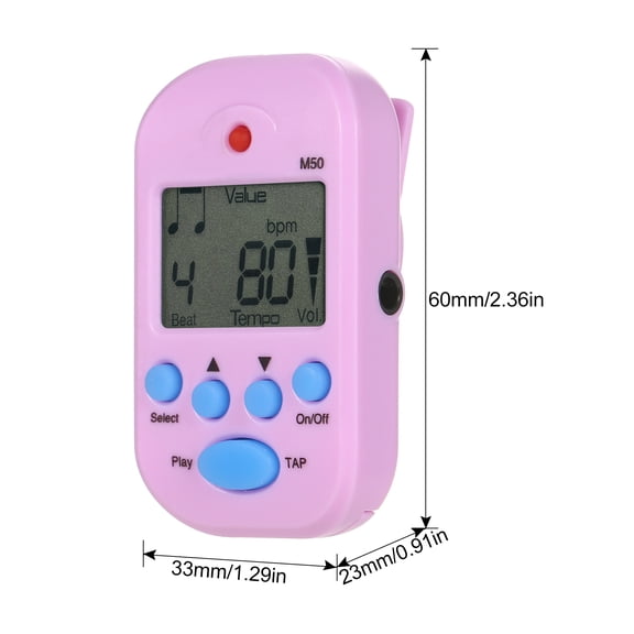 Yajisi Mini Digital Metronome M50 Tempo Metronome Clip-On Electronic Pocket Metronome Suitable for Guitar Piano Violin Drum