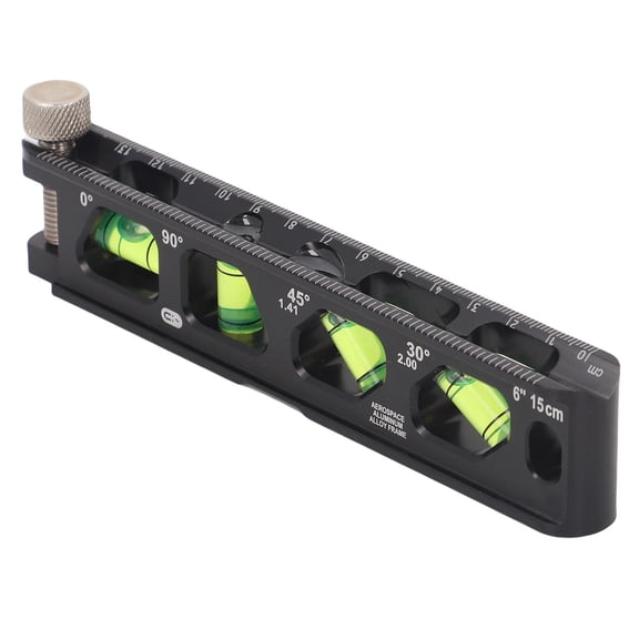 Yajisi Mini Magnetic Level Ruler 4 Bubbles Cast Aluminum Compact Level Tool for Pipe Measurement Black 6.691.971.18in