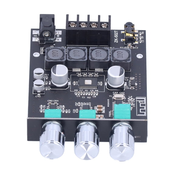 Yajisi Mini Power Amplifier Module High Low Adjustment 2.0 Stereo Dual Channel 2x50W Audio Amplifier Board DC 9 to 24V ZK502T BT 5.0 Home Theater Audio Power Amplifiers (5.11x3.54 in / 13.00x9.00 cm)