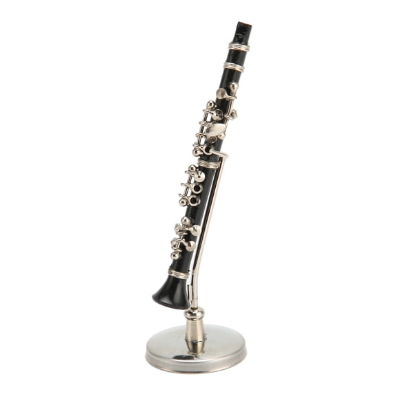 Yajisi Miniature Clarinet Replica with Stand and Case Mini Musical Instrument Model Dollhouse Decoration 3.1 Inch / 8 cm, Includes Base, Support Rod and Gift Box for Music Lovers