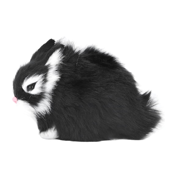 Yajisi Miniature Plush Rabbits Stuffed Animal Doll Cute Table Decoration Lifelike Rabbit Ornament Soft Toy for Children and Adults Black (5.1 in / 13 cm)