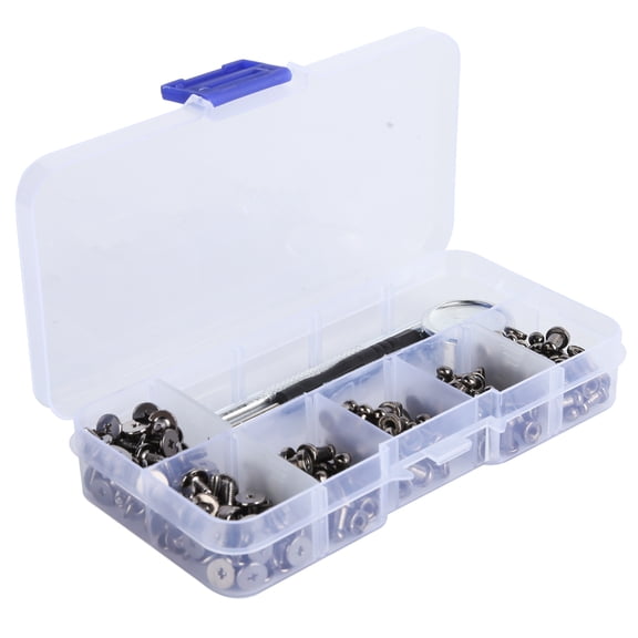 Yajisi Monk Head Rivets Aluminum Alloy Leather Craft Costume Making Punching Supplies Round Screw Kit with Tools, 100 Sets