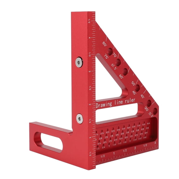 Yajisi MultiAngle Aluminum Carpenter Square Ruler 45/90 with 22.5/30/45/60/67.5/75 Markings 4.33" x 6.3" Precision Woodworking Tool
