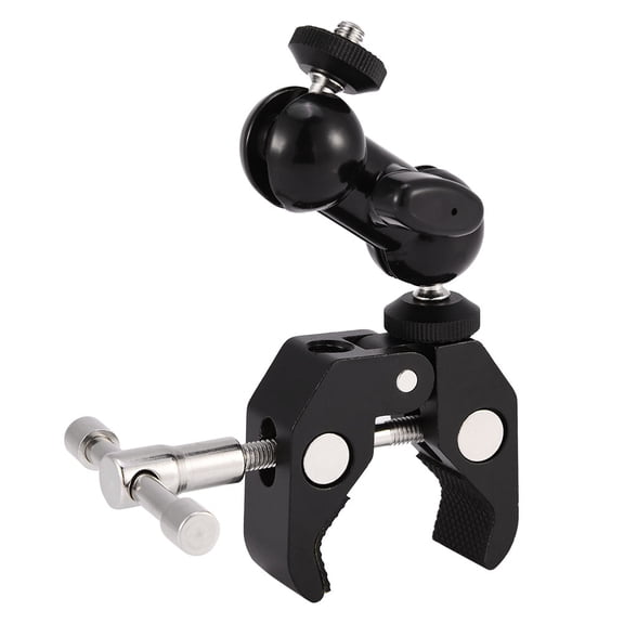Yajisi Multi Function Ball Head Adapter Arm Mount with Adjustable Clamp Accessory for Cameras, DSLR, Monitors, Heavy Duty Flexible Camera Mount Support Kit, Black