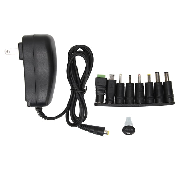 Yajisi Multifunctional 30W Universal Power Adapter with USB Port, Voltage Adjustable 100-240V AC to DC Charger, Includes 8 DC Tips for Home Electronics, Routers, TV Boxes, US Plug