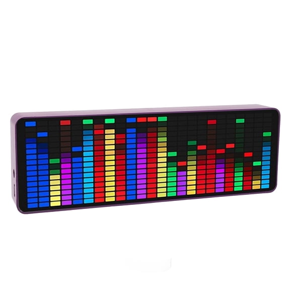 Yajisi Music Spectrum Display Analyzer 384 RGB LED Rhythm Light Level Voice Audio Sensor Pickup Meter with Clock Dual Control 20 Dynamic Modes 7 Color Effects Alarm Night Light for Gaming Desk