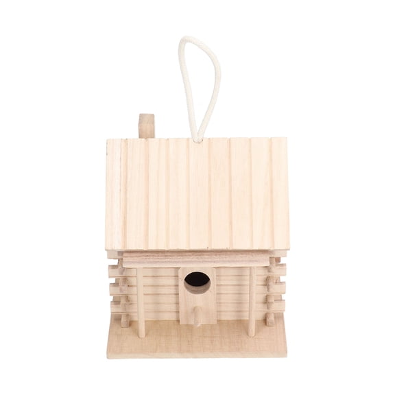 Yajisi Natural Wood Bird House Hanging Log Cabin Birdhouse Nesting Box for Parakeets, Lovebirds, Finches, and Wild Birds, Outdoor Garden Decor, 7.48 Inches / 19 cm, Brown