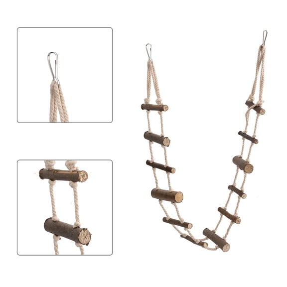 Yajisi Natural Wood Hamster Rope Ladder 21.6 inches / 55 cm Long Climbing Bridge for Small Animals Chinchilla Sugar Glider Squirrel Bird Toy