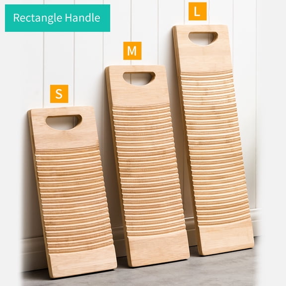 Yajisi Natural Wood Washboard, Heavy Duty Hand Wash Board with Hole Handle, 15.8 inches / 40 cm
