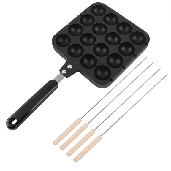 Yajisi Non-Stick Takoyaki Grill Pan, 12.8 inches / 32.5 cm Cast Aluminum Octopus Ball Maker with 4 Baking Needles, Professional Japanese Stuffed Pancake Molds for Electric Oven & Gas Stove